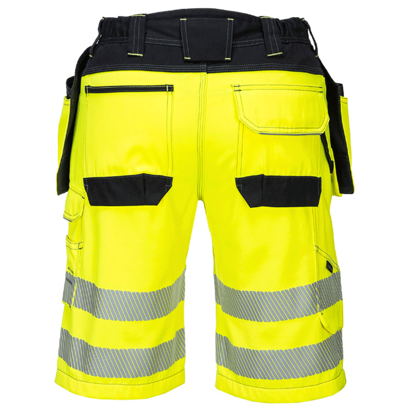 Portwest PW343 PW3 Hi-Vis Holster Pocket Work Shorts Various Colours - HI-VIS SHORTS