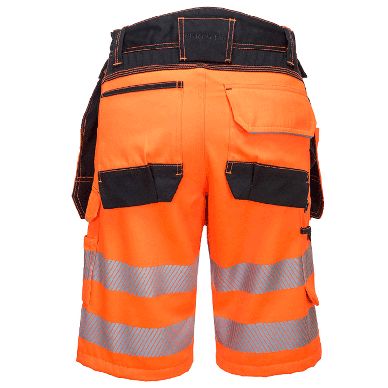 Portwest PW343 PW3 Hi-Vis Holster Pocket Work Shorts Various Colours - HI-VIS SHORTS