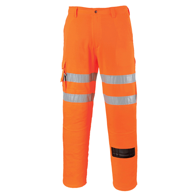 Portwest RT46 Hi-Vis Rail Work Combat Kneepad Trousers - HI-VIS TROUSERS