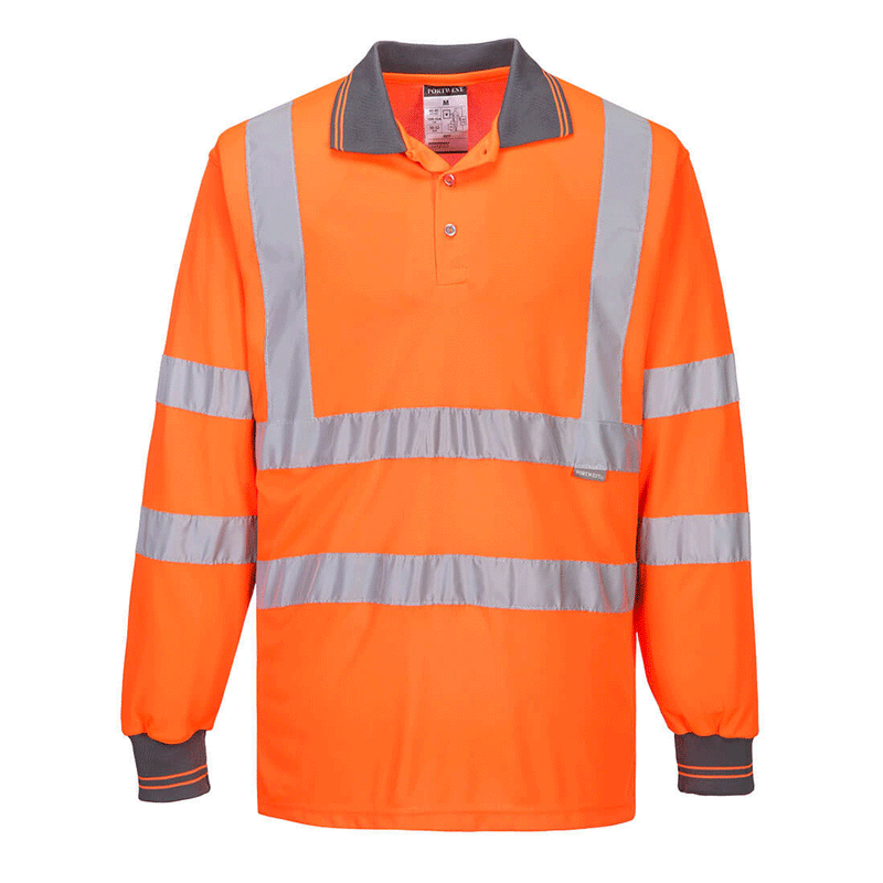 Portwest S277 Hi-Vis Long Sleeved Polo Shirt Various Colours - HI-VIS T-SHIRTS
