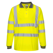 Portwest S277 Hi-Vis Long Sleeved Polo Shirt Various Colours - HI-VIS T-SHIRTS