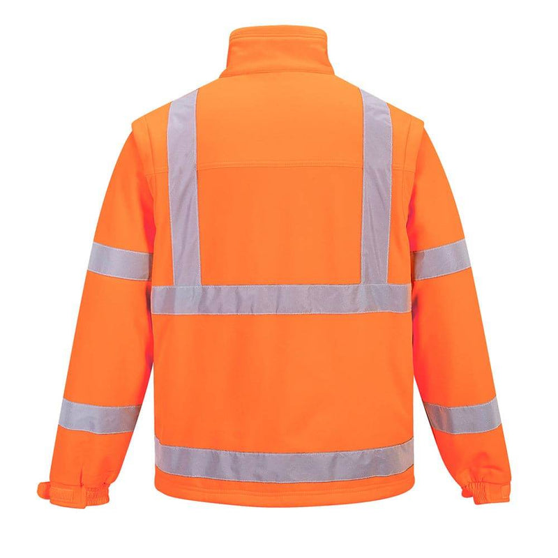 Portwest S428 Hi-Vis Softshell 3 in 1 Water Resistant Jacket Gilet Detachable Sleeves - HI-VIS JACKETS & COATS