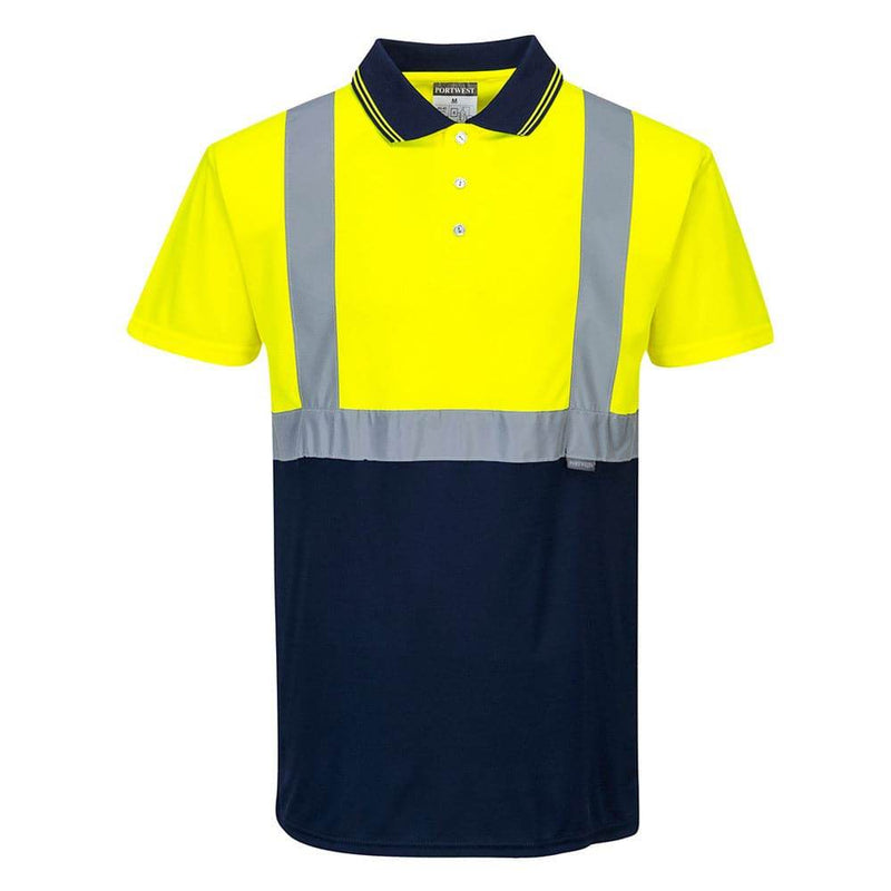 Portwest S479 Two-Tone Hi-Vis Polo Short Sleeve Work T-Shirt - HI-VIS T-SHIRTS