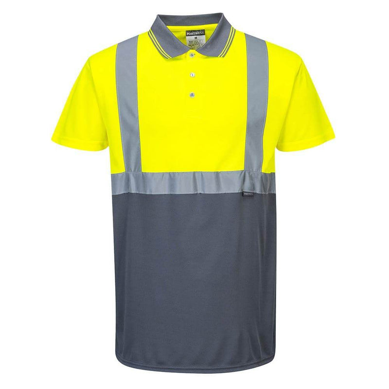 Portwest S479 Two-Tone Hi-Vis Polo Short Sleeve Work T-Shirt - HI-VIS T-SHIRTS