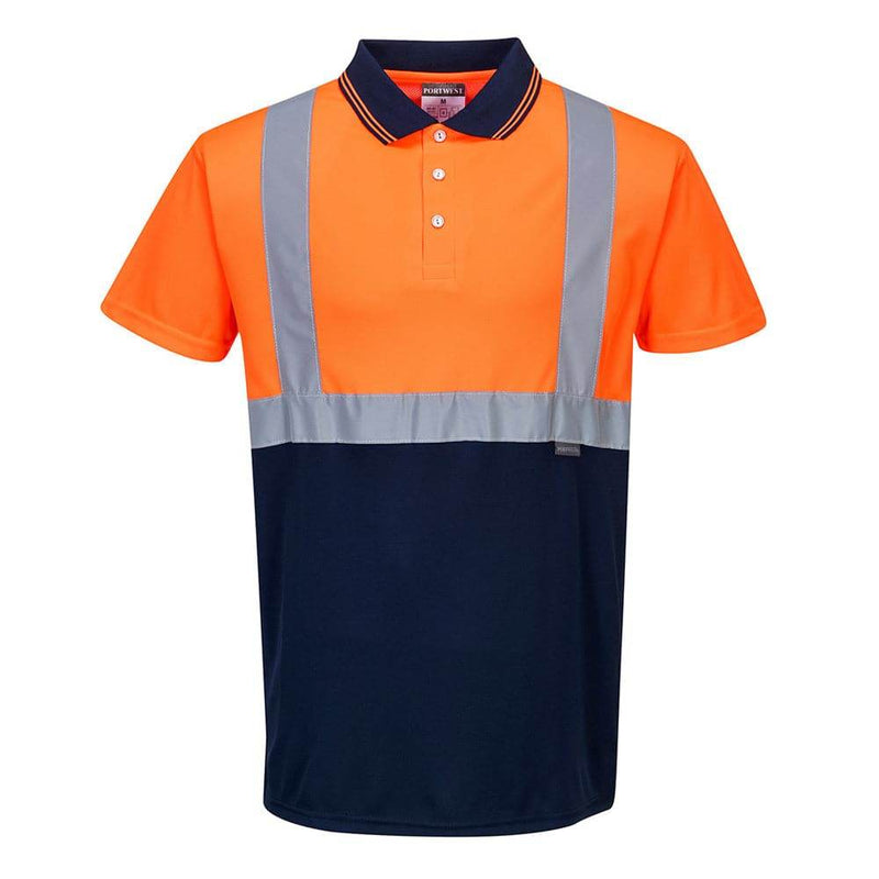 Portwest S479 Two-Tone Hi-Vis Polo Short Sleeve Work T-Shirt - HI-VIS T-SHIRTS