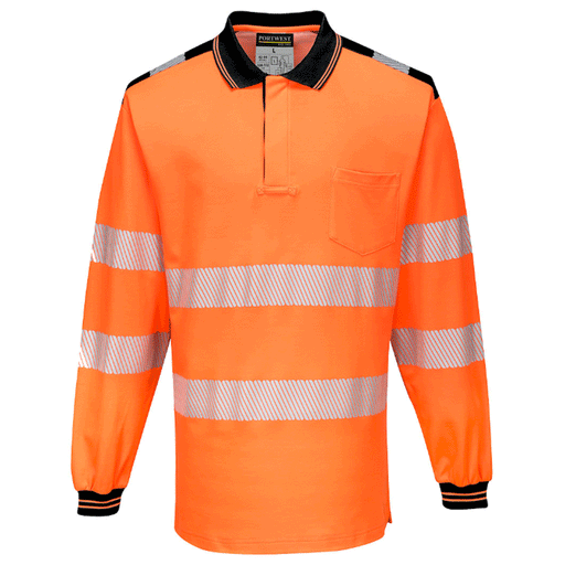Portwest T184 PW3 Hi-Vis Long Sleeve Polo Shirt Various Colours - HI-VIS T-SHIRTS