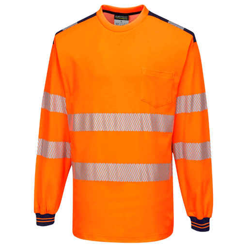 Portwest T185 PW3 Hi-Vis Long Sleeve Work T-Shirt Various Colours - HI-VIS T-SHIRTS