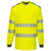 Portwest T185 PW3 Hi-Vis Long Sleeve Work T-Shirt Various Colours - HI-VIS T-SHIRTS