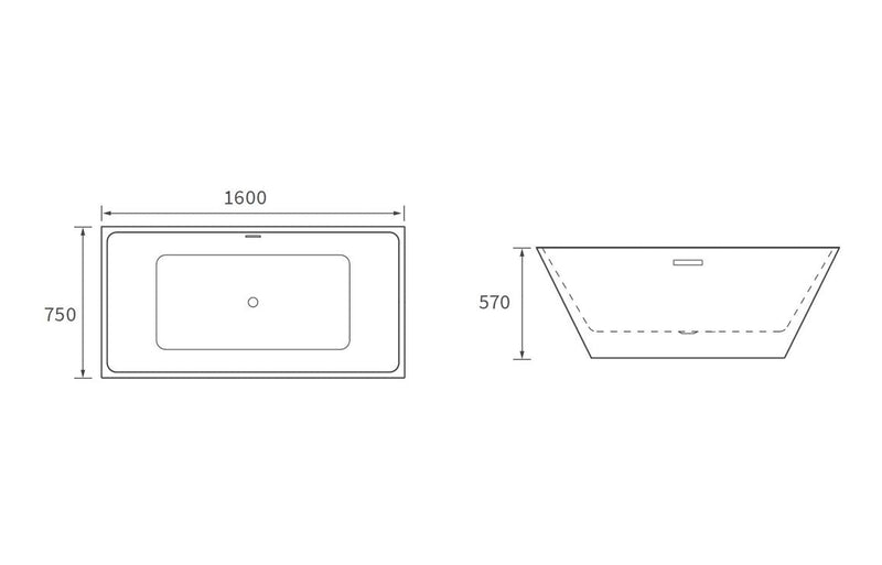 Priscilla Freestanding 1600x750x570mm Bath -