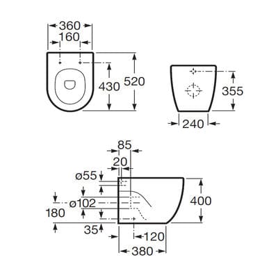 Meridian-N Back To Wall Toilet Pan - Bathrooms