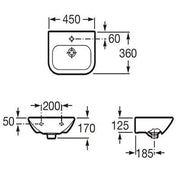 Nexo Wall Hung Cloakroom Basin 1 Tap Hole - Bathrooms