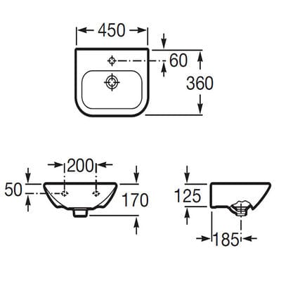 Nexo Wall Hung Cloakroom Basin 1 Tap Hole - Bathrooms