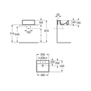 Diverta Ceramic Semi Recessed 500mm Countertop Basin - 1 Tap Hole - Bathrooms