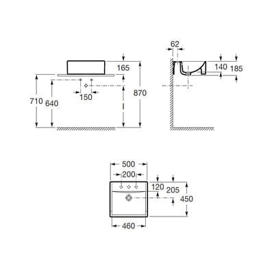 Diverta Ceramic Semi Recessed 500mm Countertop Basin - 1 Tap Hole - Bathrooms