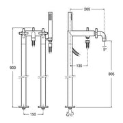 Loft Chrome Floor Standing Bath Shower Mixer Kit - Bathrooms