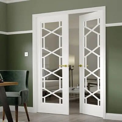 Quartz White Primed Glazed Internal Door - All Sizes -