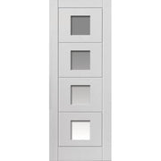 Quattro White Primed Moulded Panel Glazed Internal Door - All Sizes -