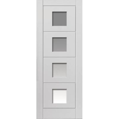 Quattro White Primed Moulded Panel Glazed Internal Door - All Sizes -