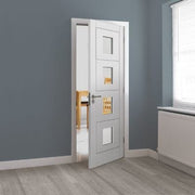 Quattro White Primed Moulded Panel Glazed Internal Door - All Sizes -