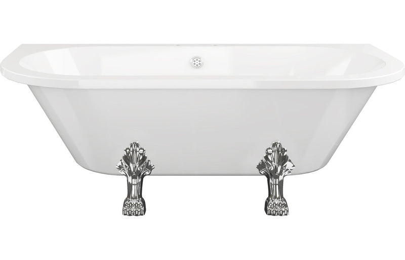 Quintus Freestanding Back To Wall 1700x800x600mm 2TH Bath w/Feet - White -