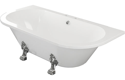 Quintus Freestanding Back To Wall 1700x800x600mm 2TH Bath w/Feet - White -