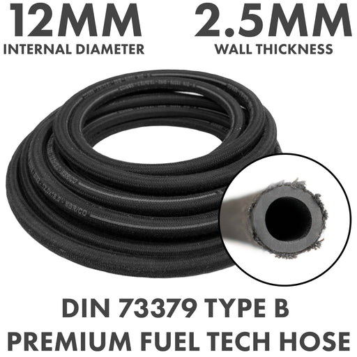 Rubber Reinforced with a Heat Resistant Textile Braid 12mm/18mm - Vehicles & Parts > Vehicle Parts & Accessories > Motor Vehicle Parts > Motor Vehicle Fuel Systems > Fuel Lines Tech Hose & Fittings
