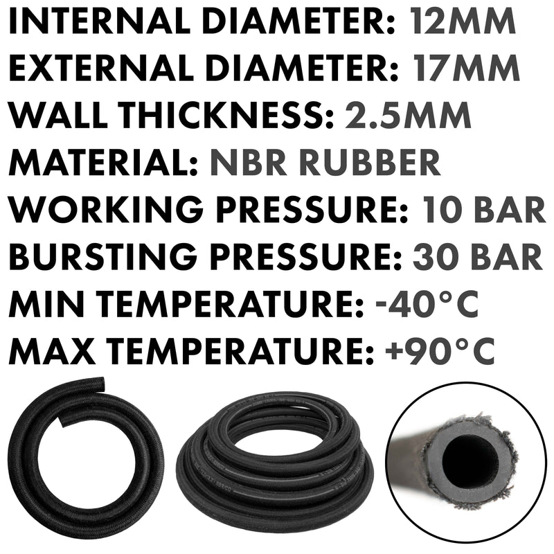 Rubber Reinforced with a Heat Resistant Textile Braid 12mm/18mm - Vehicles & Parts > Vehicle Parts & Accessories > Motor Vehicle Parts > Motor Vehicle Fuel Systems > Fuel Lines Tech Hose & Fittings