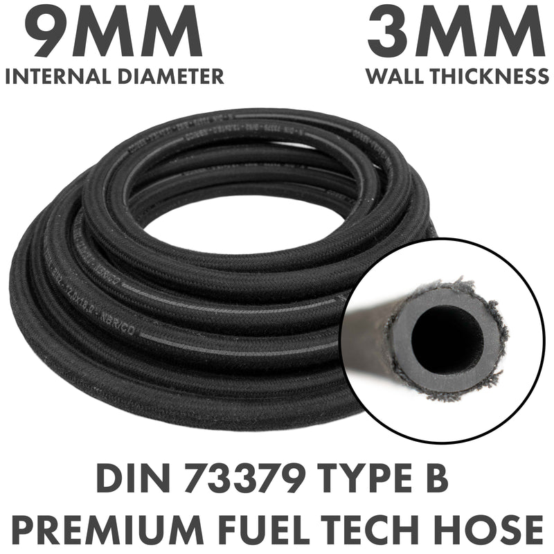 Rubber Reinforced with a Heat Resistant Textile Braid 9mm/15mm - Vehicles & Parts > Vehicle Parts & Accessories > Motor Vehicle Parts > Motor Vehicle Fuel Systems > Fuel Lines Tech Hose & Fittings