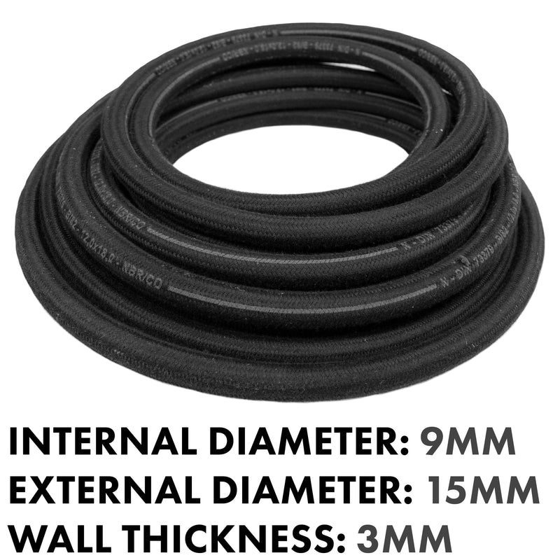 Rubber Reinforced with a Heat Resistant Textile Braid 9mm/15mm - Vehicles & Parts > Vehicle Parts & Accessories > Motor Vehicle Parts > Motor Vehicle Fuel Systems > Fuel Lines Tech Hose & Fittings