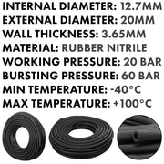 Rubber 12.7mm Braided Fuel, Oil Hose SAE J30 R6 - Vehicles & Parts > Vehicle Parts & Accessories > Motor Vehicle Parts > Motor Vehicle Fuel Systems > Fuel Lines Tech Hose & Fittings
