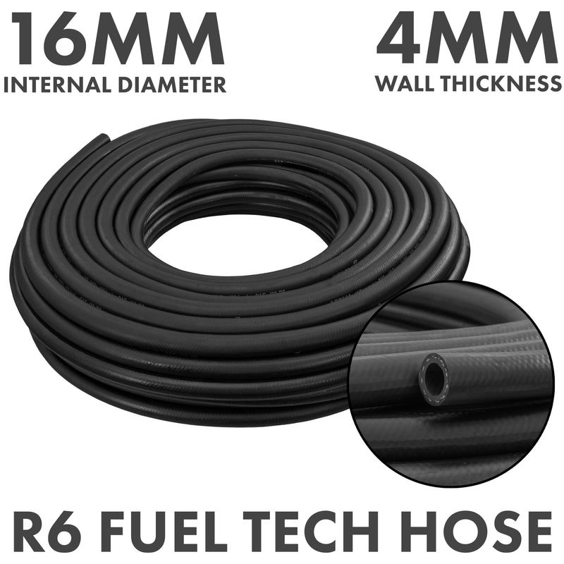 Rubber 16mm Braided Fuel, Oil Hose SAE J30 R6 - Vehicles & Parts > Vehicle Parts & Accessories > Motor Vehicle Parts > Motor Vehicle Fuel Systems > Fuel Lines Tech Hose & Fittings