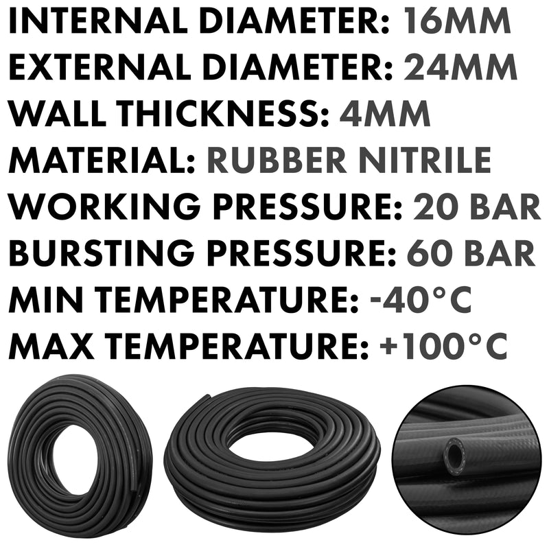 Rubber 16mm Braided Fuel, Oil Hose SAE J30 R6 - Vehicles & Parts > Vehicle Parts & Accessories > Motor Vehicle Parts > Motor Vehicle Fuel Systems > Fuel Lines Tech Hose & Fittings