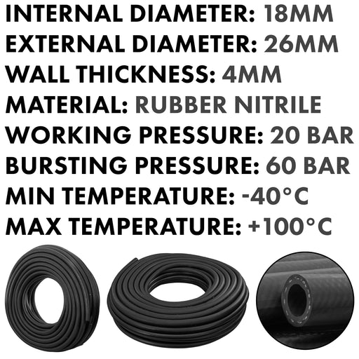 Rubber 18mm Braided Fuel, Oil Hose SAE J30 R6 - Vehicles & Parts > Vehicle Parts & Accessories > Motor Vehicle Parts > Motor Vehicle Fuel Systems > Fuel Lines Tech Hose & Fittings