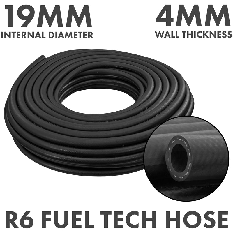 Rubber 19mm Braided Fuel, Oil Hose SAE J30 R6 - Vehicles & Parts > Vehicle Parts & Accessories > Motor Vehicle Parts > Motor Vehicle Fuel Systems > Fuel Lines Tech Hose & Fittings