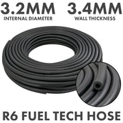 Rubber 3.2mm Braided Fuel, Oil Hose SAE J30 R6 - Vehicles & Parts > Vehicle Parts & Accessories > Motor Vehicle Parts > Motor Vehicle Fuel Systems > Fuel Lines Tech Hose & Fittings