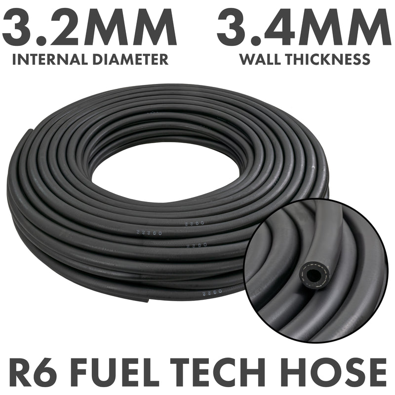 Rubber 3.2mm Braided Fuel, Oil Hose SAE J30 R6 - Vehicles & Parts > Vehicle Parts & Accessories > Motor Vehicle Parts > Motor Vehicle Fuel Systems > Fuel Lines Tech Hose & Fittings