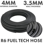 Rubber 4mm Braided Fuel, Oil Hose SAE J30 R6 - Vehicles & Parts > Vehicle Parts & Accessories > Motor Vehicle Parts > Motor Vehicle Fuel Systems > Fuel Lines Tech Hose & Fittings