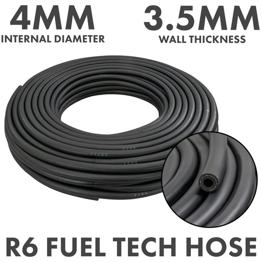 Rubber 4mm Braided Fuel, Oil Hose SAE J30 R6 - Vehicles & Parts > Vehicle Parts & Accessories > Motor Vehicle Parts > Motor Vehicle Fuel Systems > Fuel Lines Tech Hose & Fittings