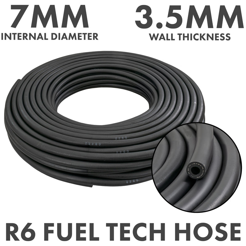 Rubber 7mm Braided Fuel, Oil Hose SAE J30 R6 - Vehicles & Parts > Vehicle Parts & Accessories > Motor Vehicle Parts > Motor Vehicle Fuel Systems > Fuel Lines Tech Hose & Fittings