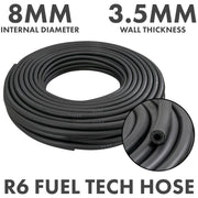 Rubber 8mm Braided Fuel, Oil Hose SAE J30 R6 - Vehicles & Parts > Vehicle Parts & Accessories > Motor Vehicle Parts > Motor Vehicle Fuel Systems > Fuel Lines Tech Hose & Fittings