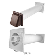Through Wall Ventilation Kit RICO Pull-Cord Switch Fan with Brown External Vent -