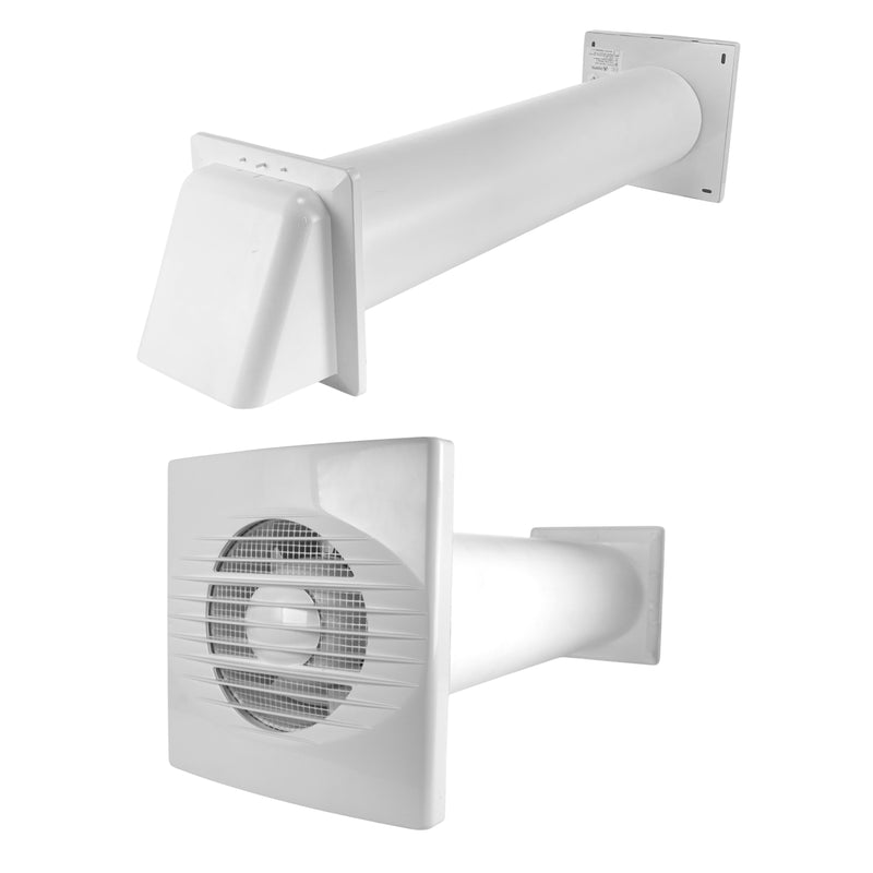 Through Wall Ventilation Kit RICO Timer and Humidistat Fan with White External Vent - OTHER