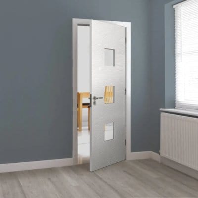 Ripple White Primed Glazed Internal Door - All Sizes -