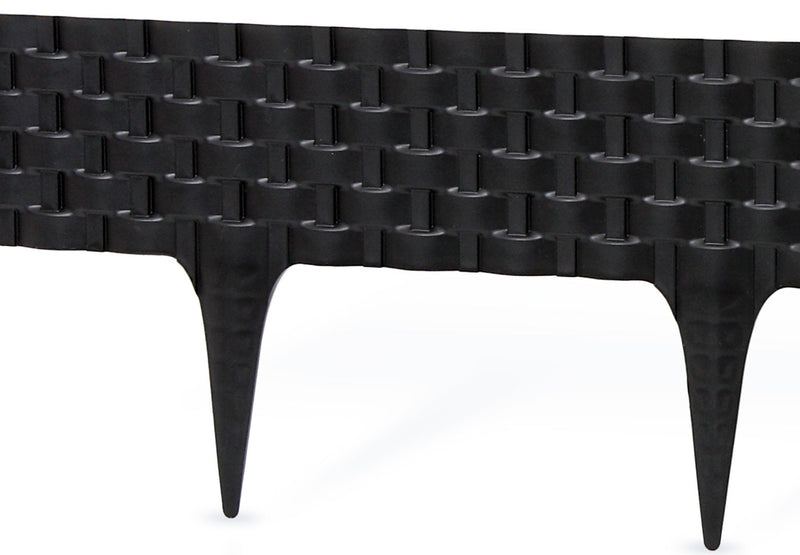 Lawn Edging, Plastic Palisade Rattan Effect, 2.4m, Black - Home & Garden > Lawn & Garden Garden tools & Accesories