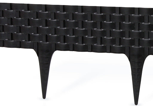 Lawn Edging, Plastic Palisade Rattan Effect, 2.4m, Black - Home & Garden > Lawn & Garden Garden tools & Accesories