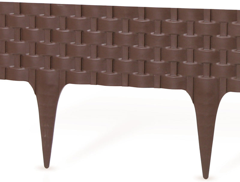 Lawn Edging, Plastic Palisade Rattan Effect, 2.4m, Brown - Home & Garden > Lawn & Garden Garden tools & Accesories