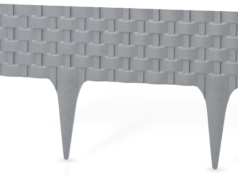 Lawn Edging, Plastic Palisade Rattan Effect, 2.4m, Gray - Home & Garden > Lawn & Garden Garden tools & Accesories