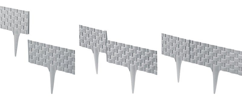 Lawn Edging, Plastic Palisade Rattan Effect, 2.4m, Gray - Home & Garden > Lawn & Garden Garden tools & Accesories