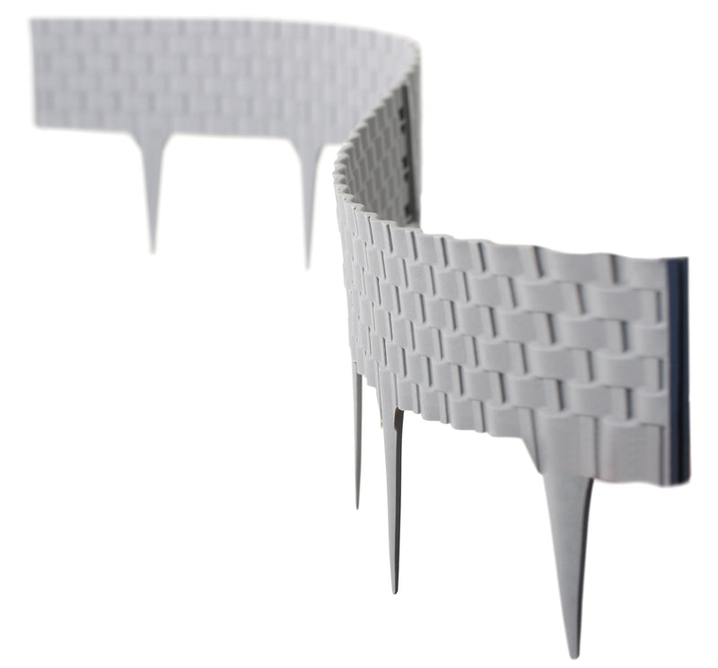 Lawn Edging, Plastic Palisade Rattan Effect, 2.4m, Gray - Home & Garden > Lawn & Garden Garden tools & Accesories