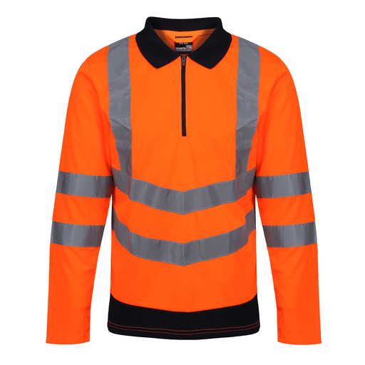 Regatta TRS192 Pro Hi-Vis Long Sleeved Polo Shirt - HI-VIS T-SHIRTS
